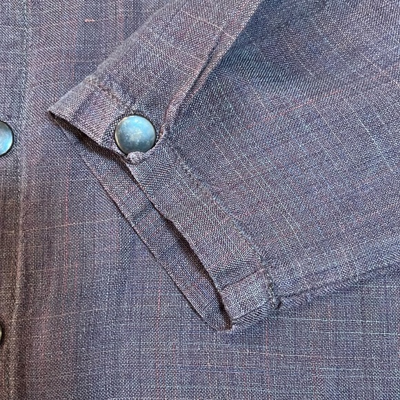 FLAX by Jeanne Engelhart Brown Long Sleeve Linen Blouse - Size Medium - Picture 7 of 7